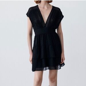 Zara Black Polka Dot Mini Dress - Size XS